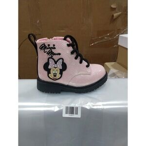 Minnie Mouse Pink Glitter Toddler Lace up Ankle Boots
